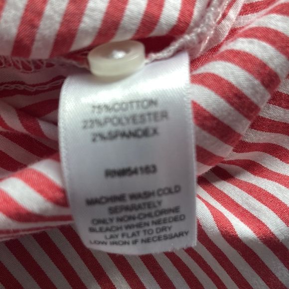 Andrew Marc Button Down Shirt Red White Striped Embroidered Long Sleeve L - Picture 9 of 9